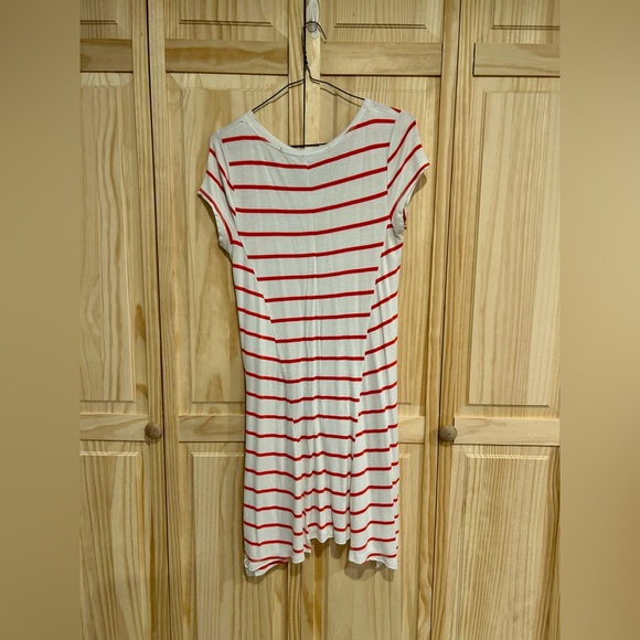 Kensie Asymmetrical White and Orange Striped Dress - Picture 4 of 5
